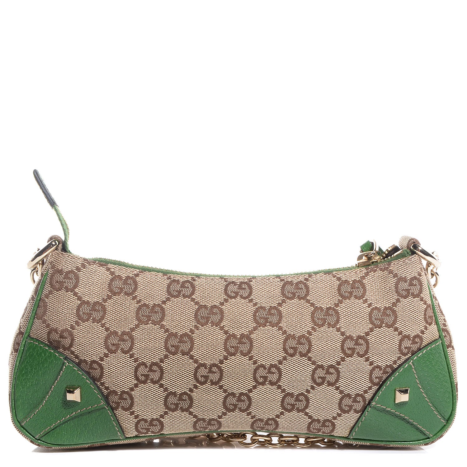 Gucci Monogram Horsebit Nail Chain Pochette Green 1 of 7