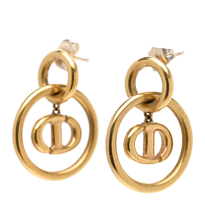 Christian Dior Metal CD Navy Earrings Gold 3 of 5
