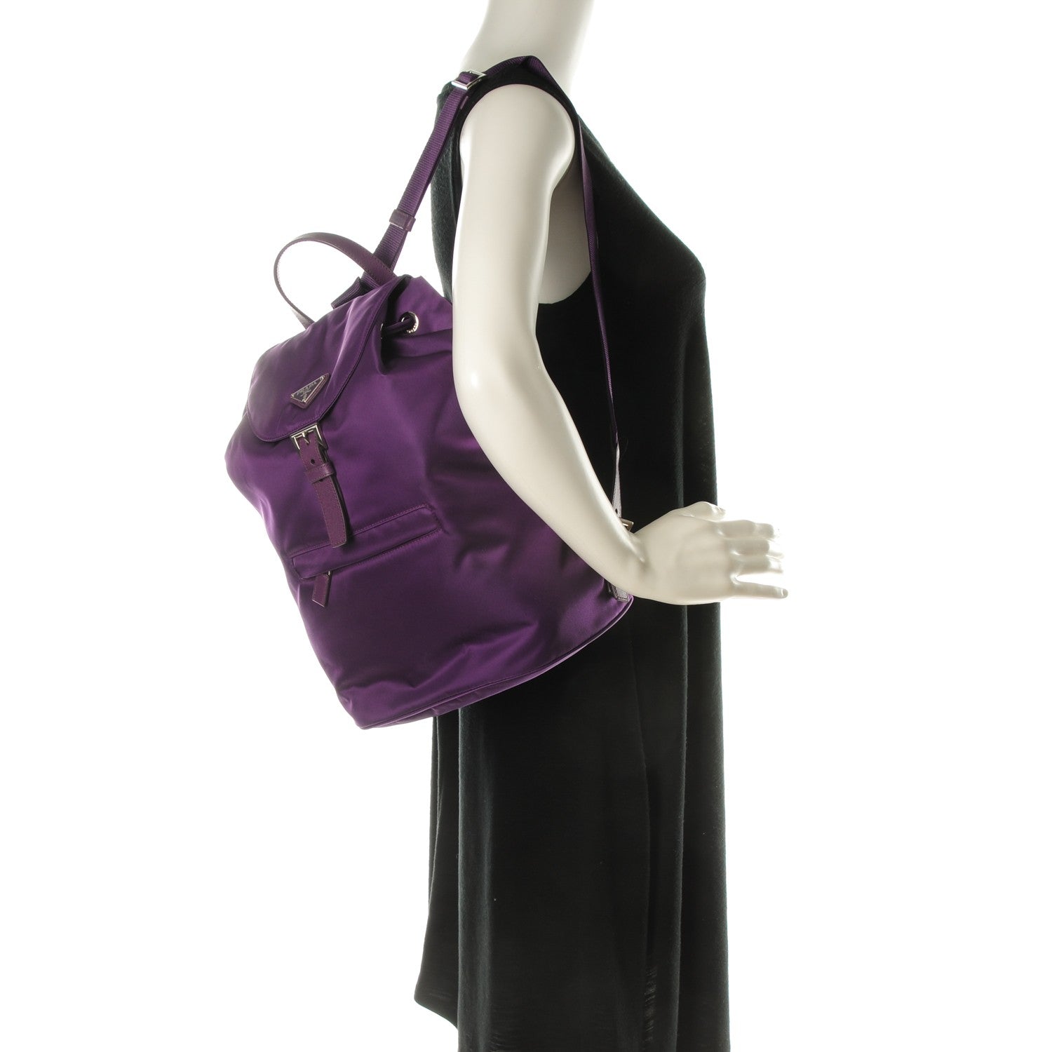 Prada Vela Nylon Saffiano Cinch Backpack Ciclamino 2 of 8