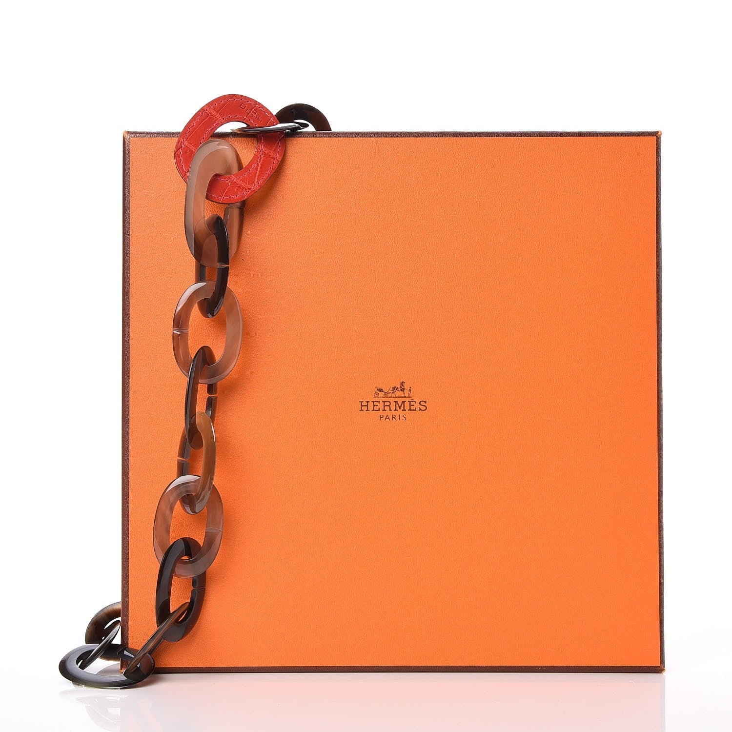 Hermes Buffalo Horn Alligator Isidore Necklace Rouge H 7 of 7
