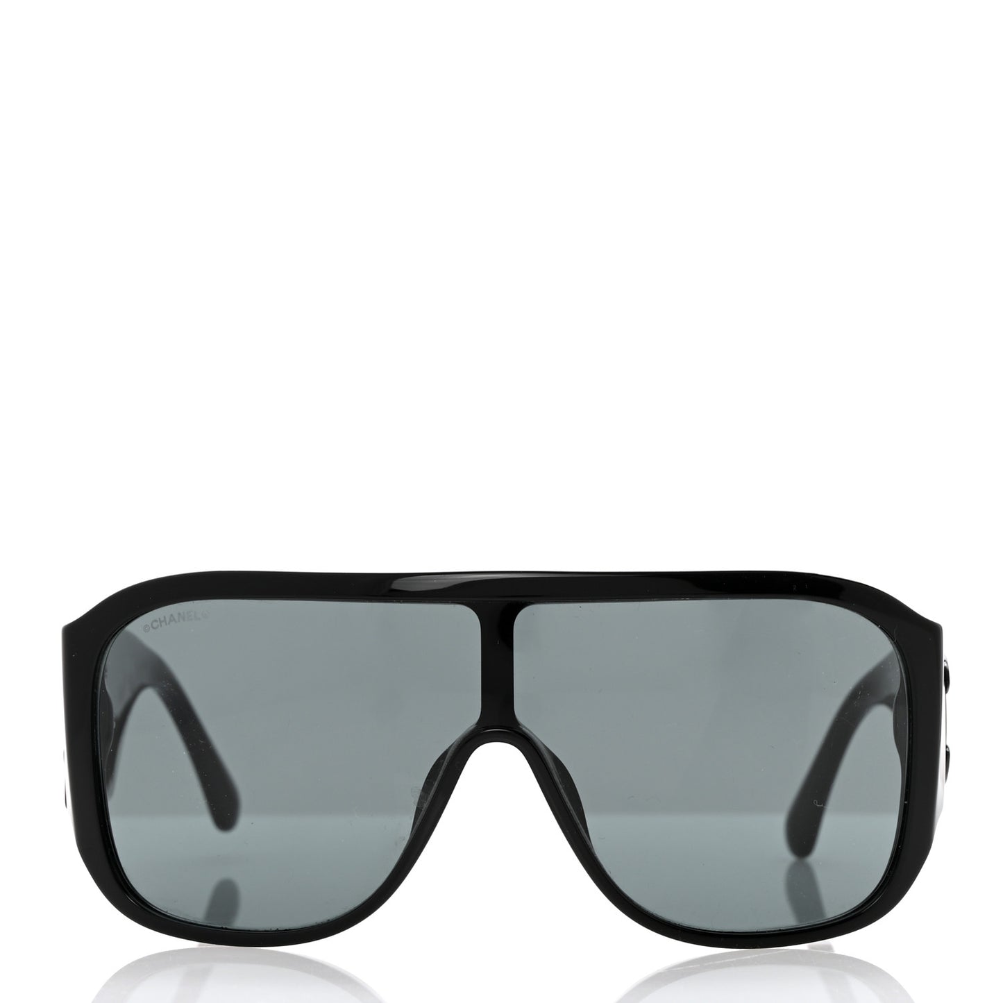 Acetate Crystal CC Shield Sunglasses 5466-B-A Black