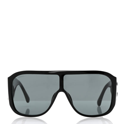 Chanel Acetate Crystal CC Shield Sunglasses 5466-B-A Black 2 of 9