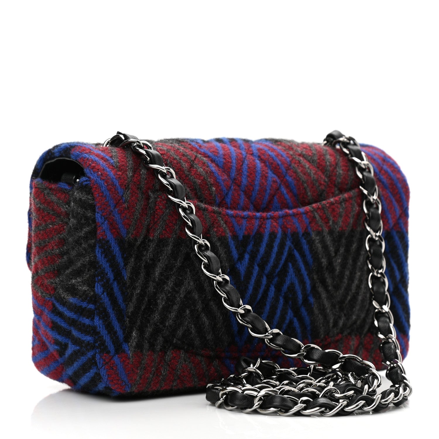 Chanel Wool Quilted Mini Rectangular Flap Red Grey Multicolor 2 of 11