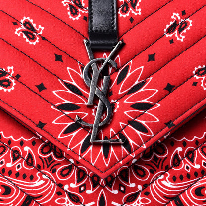 Saint Laurent Canvas Bandana Matelasse Chevron Medium College Bag Red 11 of 11