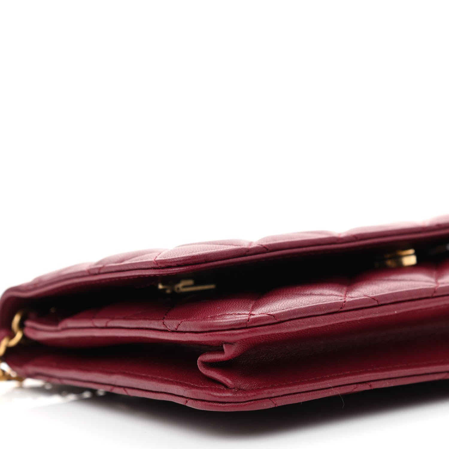 Chanel Lambskin Resin Quilted Coco Hearts Wallet On Chain WOC Burgundy 10 of 12