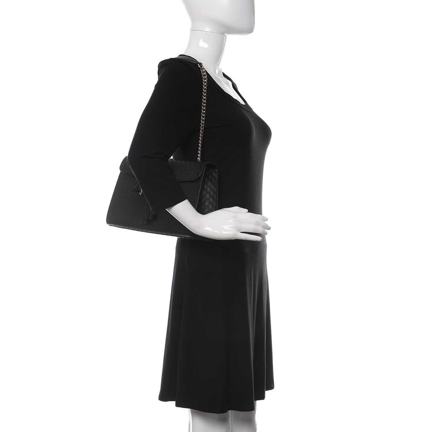 Microguccissima Medium Emily Chain Shoulder Bag Black