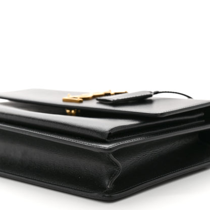 Saint Laurent Smooth Calfskin Medium Monogram Sunset Satchel Black 10 of 12