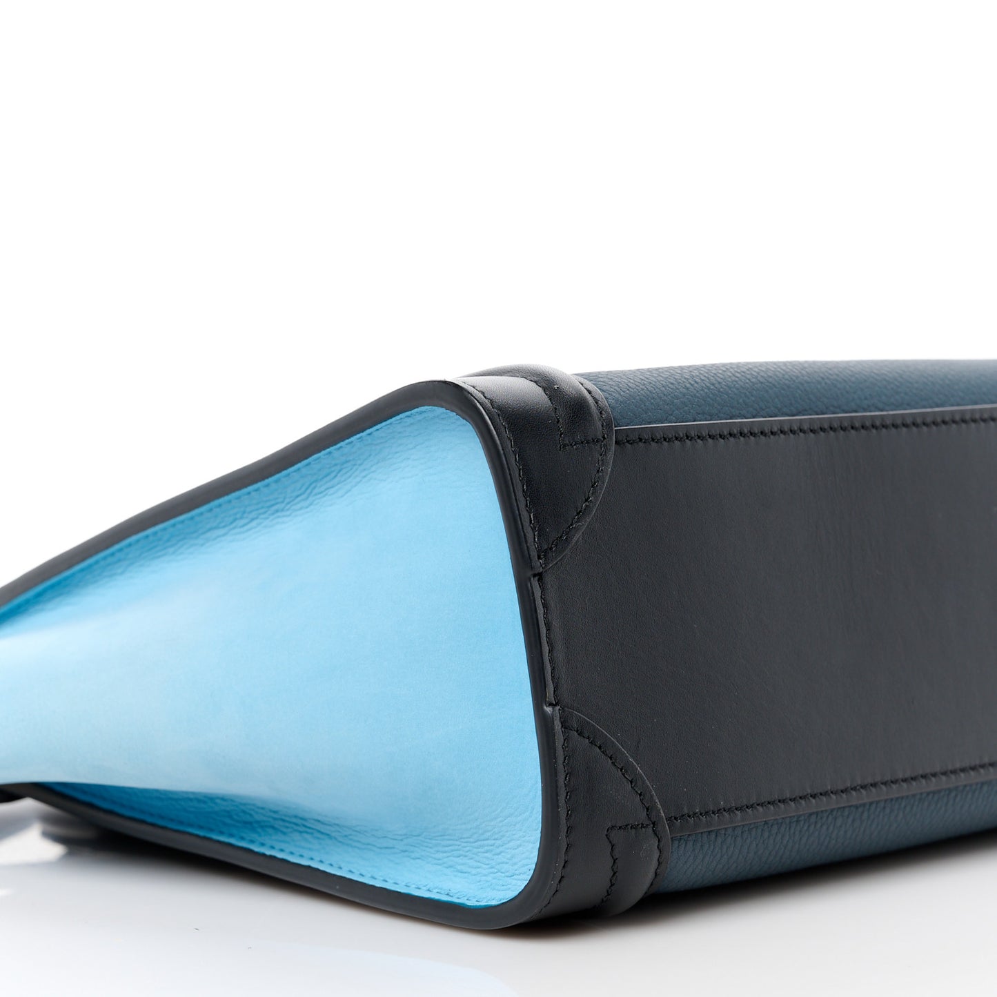 Drummed Calfskin Nubuck Nano Tri-Color Luggage Milky Blue