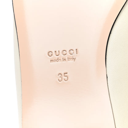 Gucci Nappa Lumiere Deva Horsebit Chain Embellished Flats 35 Dusty White 6 of 7