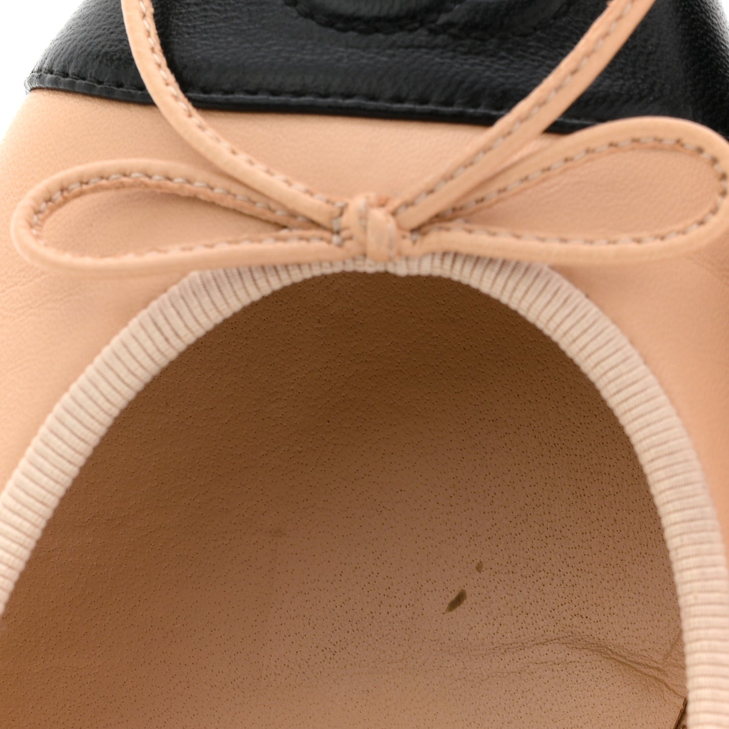 Lambskin Cap Toe CC Ballerina Flats 36 Beige Black