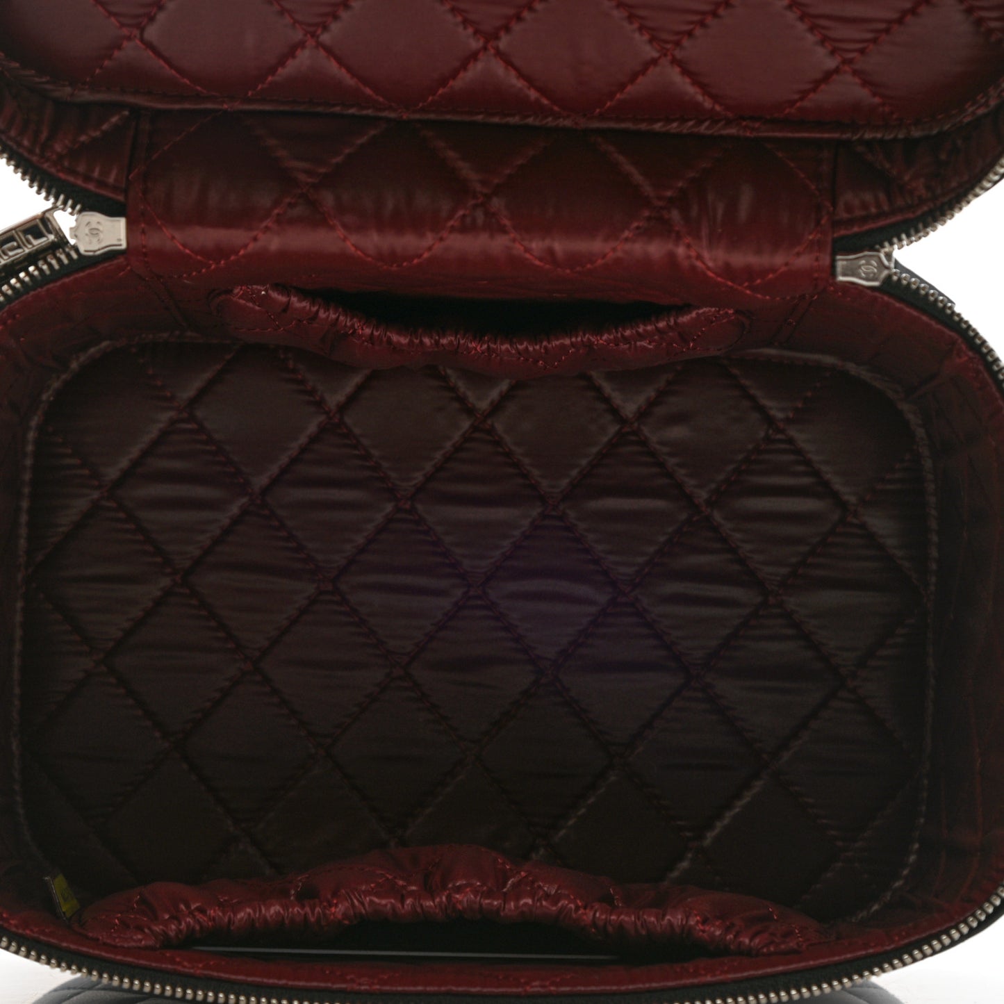 Lambskin Quilted Large Vanity Pouch Black