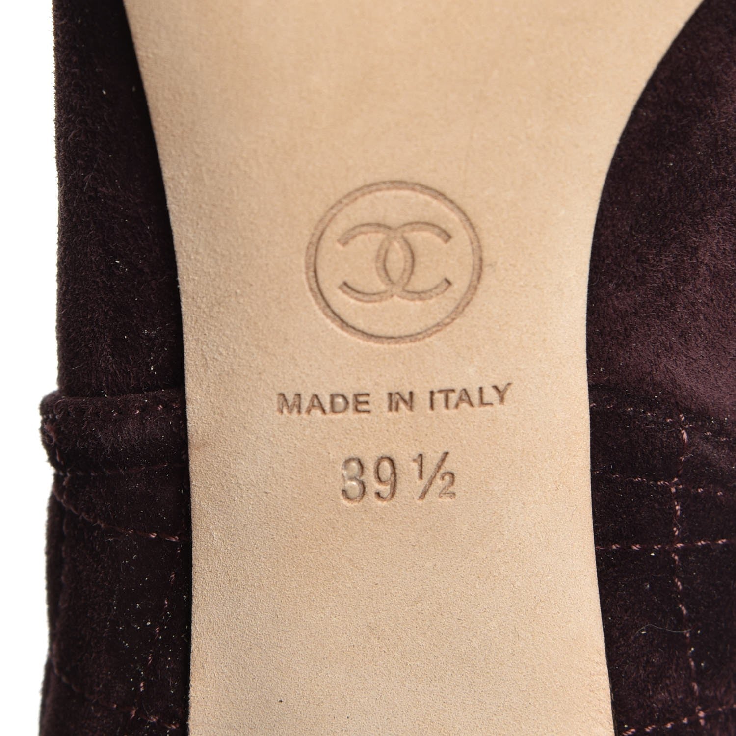 Chanel Suede Tweed Patent Quilted Zip Knee High Boots 39.5 Black Navy Burgundy 11 of 12