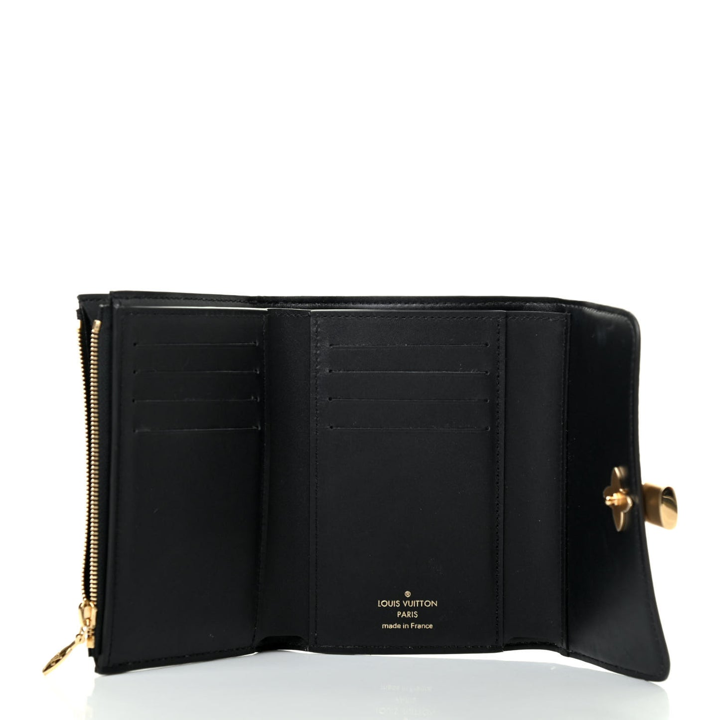 Monogram Flower Lock Compact Wallet Black