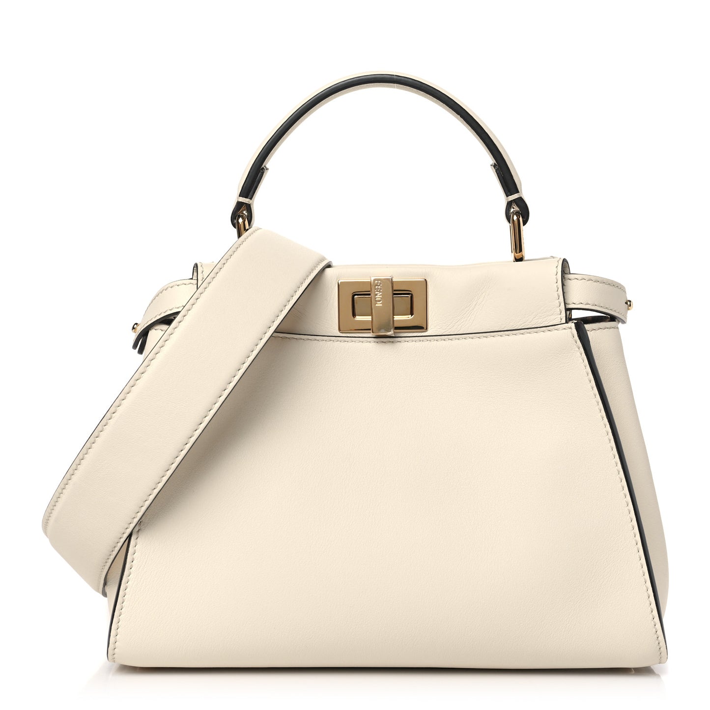 Vitello Seta Suede FF Mini Peekaboo Iconic Satchel Uovo Sigaro Marrone