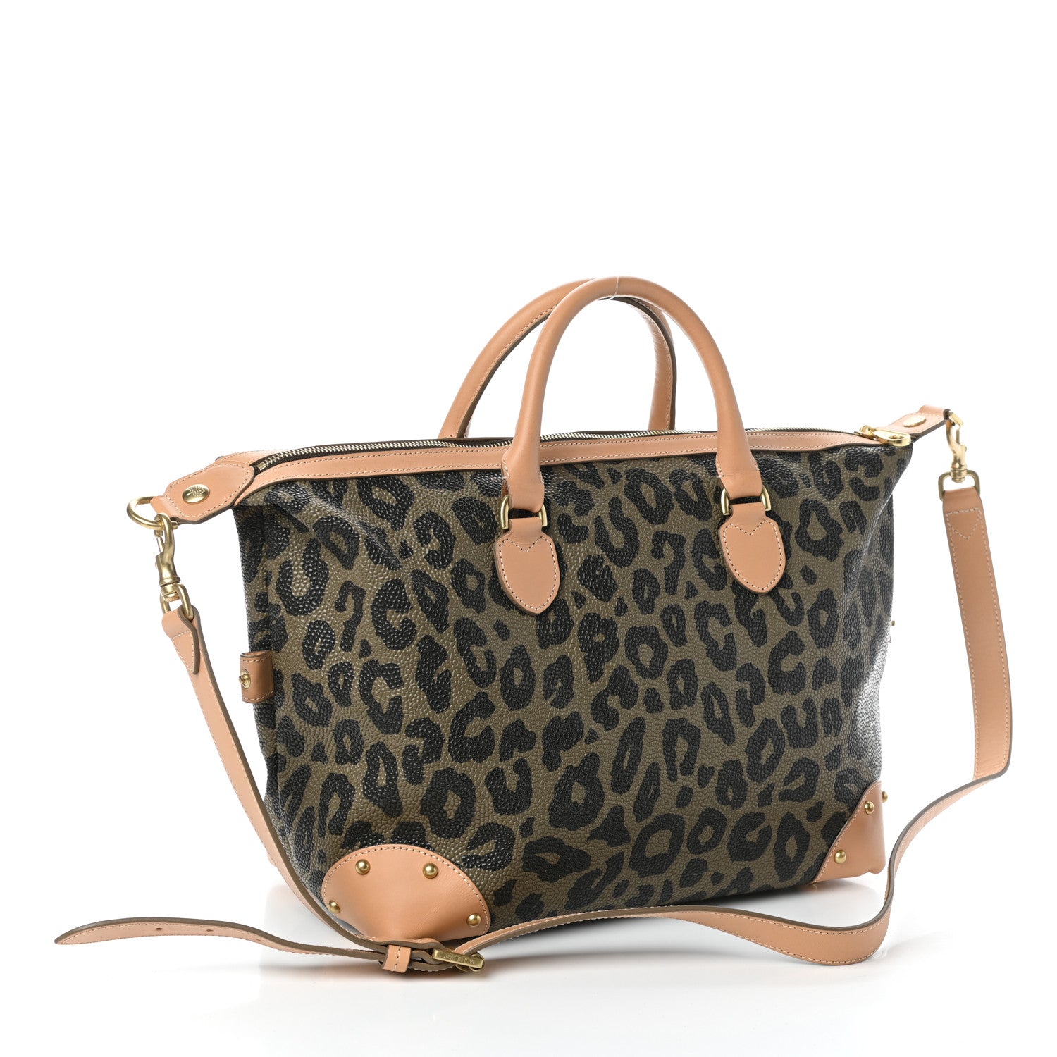 Mulberry Birds Nest Scotchgrain Leopard Print Clipper Holdall Black 3 of 9
