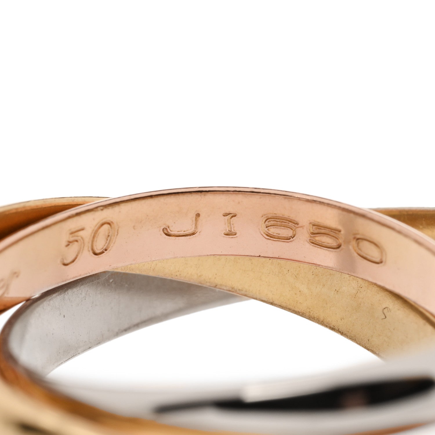 Cartier 18K Pink Yellow White Gold Small Trinity Ring 50 5.25 4 of 5