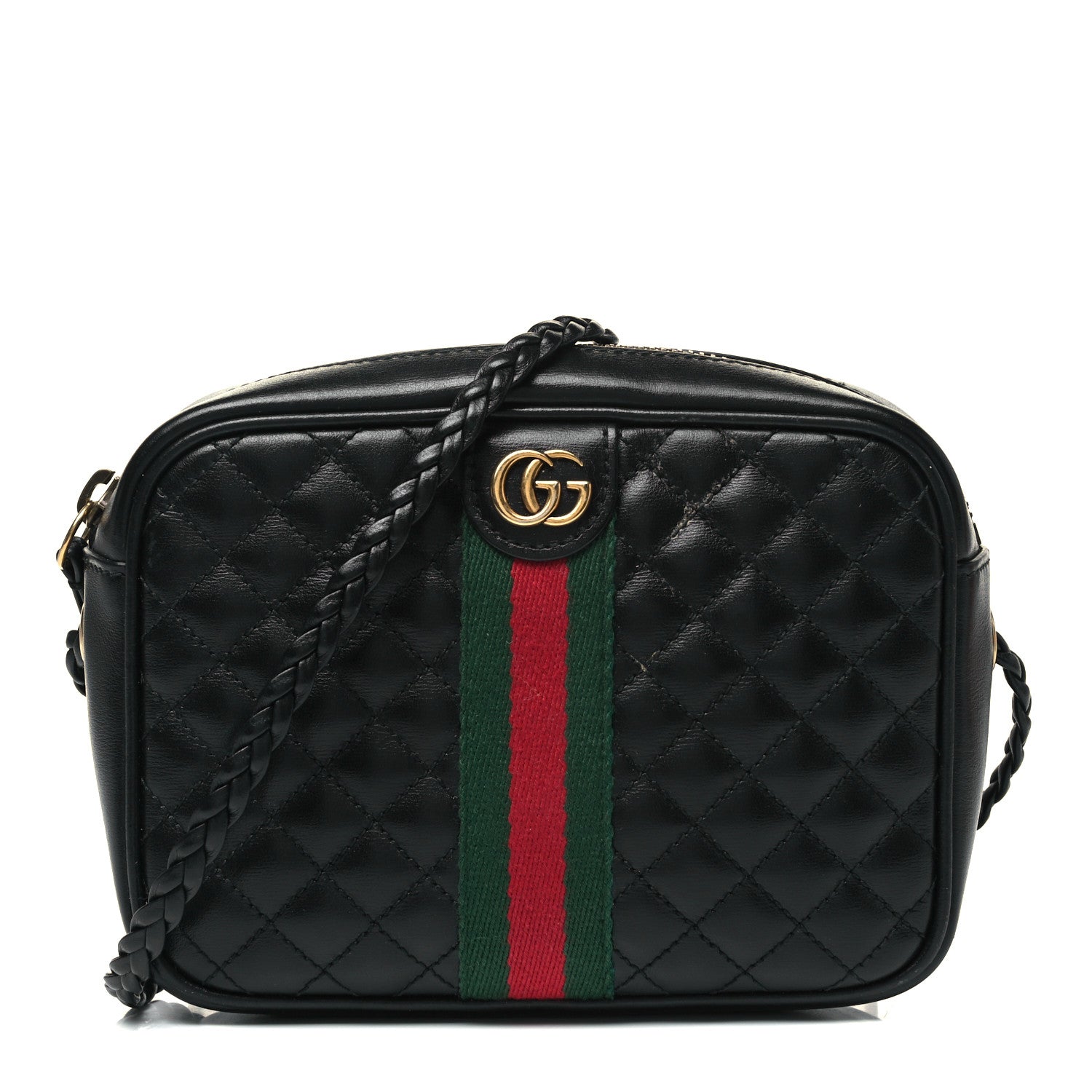 Gucci Calfskin Trapuntata Web Mini GG Shoulder Bag Black 1 of 9
