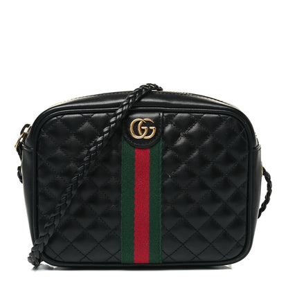 Gucci Calfskin Trapuntata Web Mini GG Shoulder Bag Black 1 of 9