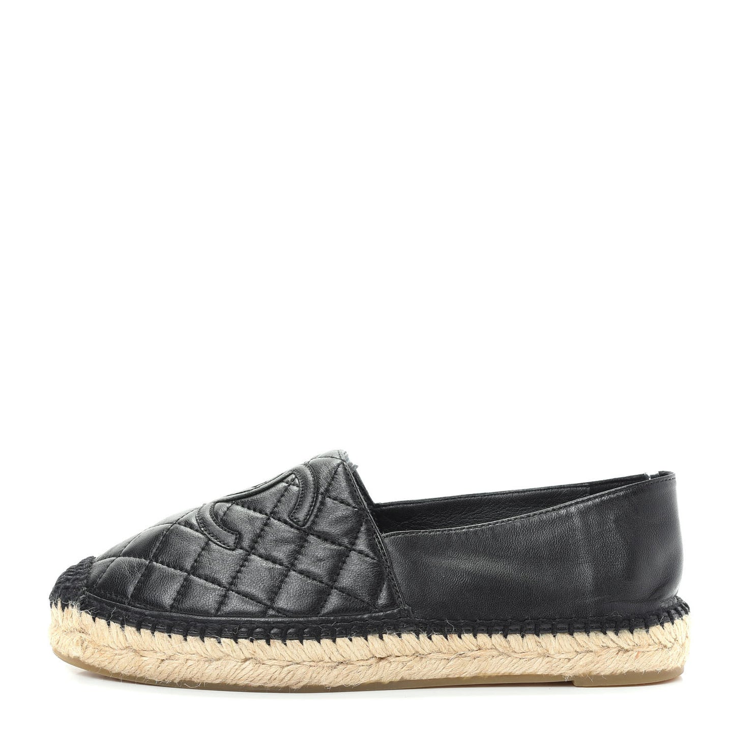 Lambskin Quilted CC Espadrilles 38 Black