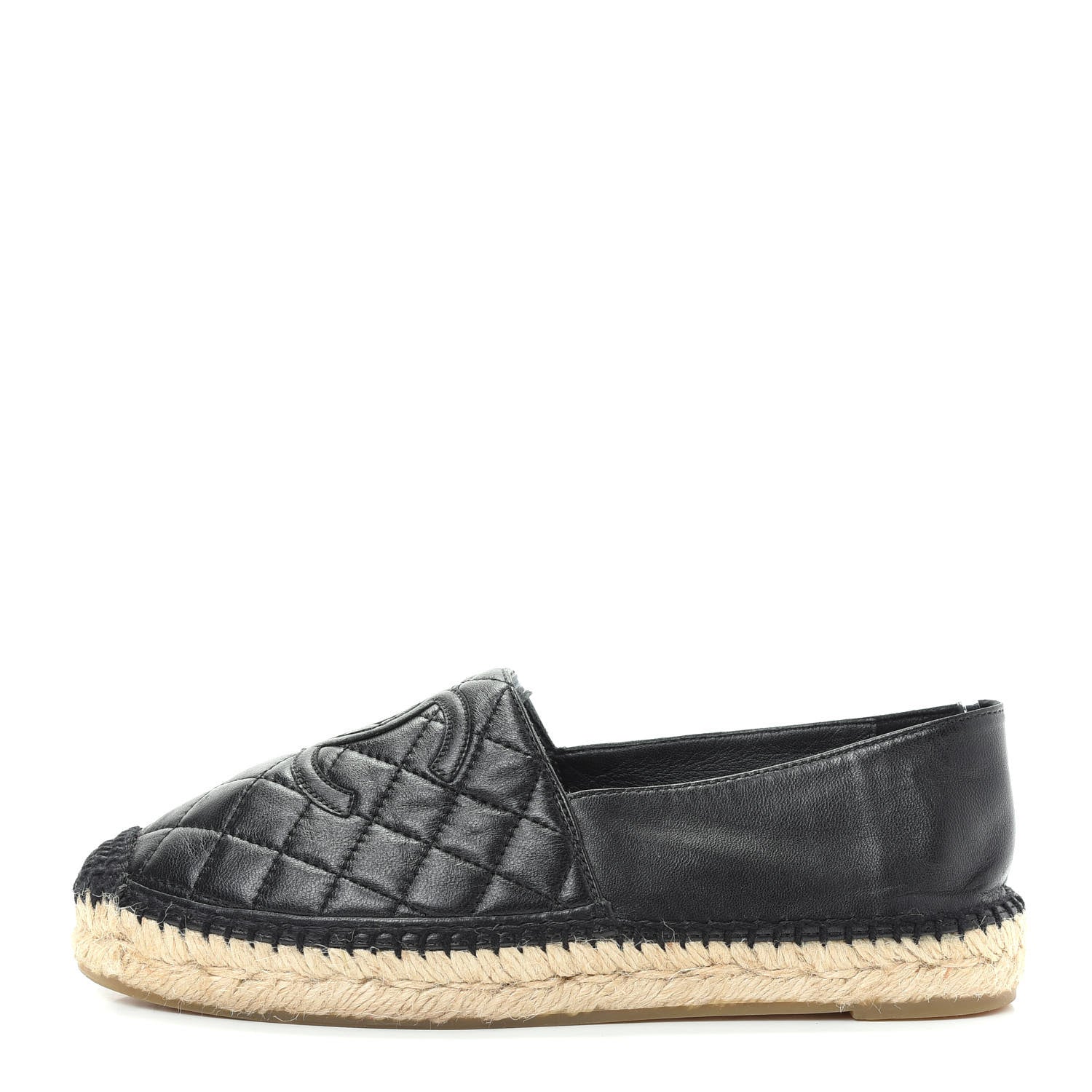 Chanel Lambskin Quilted CC Espadrilles 38 Black 1 of 10