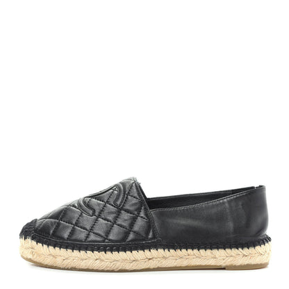 Chanel Lambskin Quilted CC Espadrilles 38 Black 1 of 10