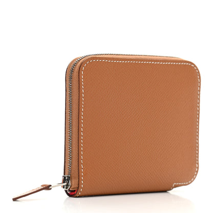 Hermes Epsom Silk'in Compact Wallet Gold Rose Mexico Bougainvillier 5 of 16