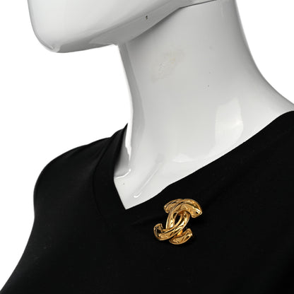 Chanel Metal Quilted Large CC Brooch Gold 2 of 4