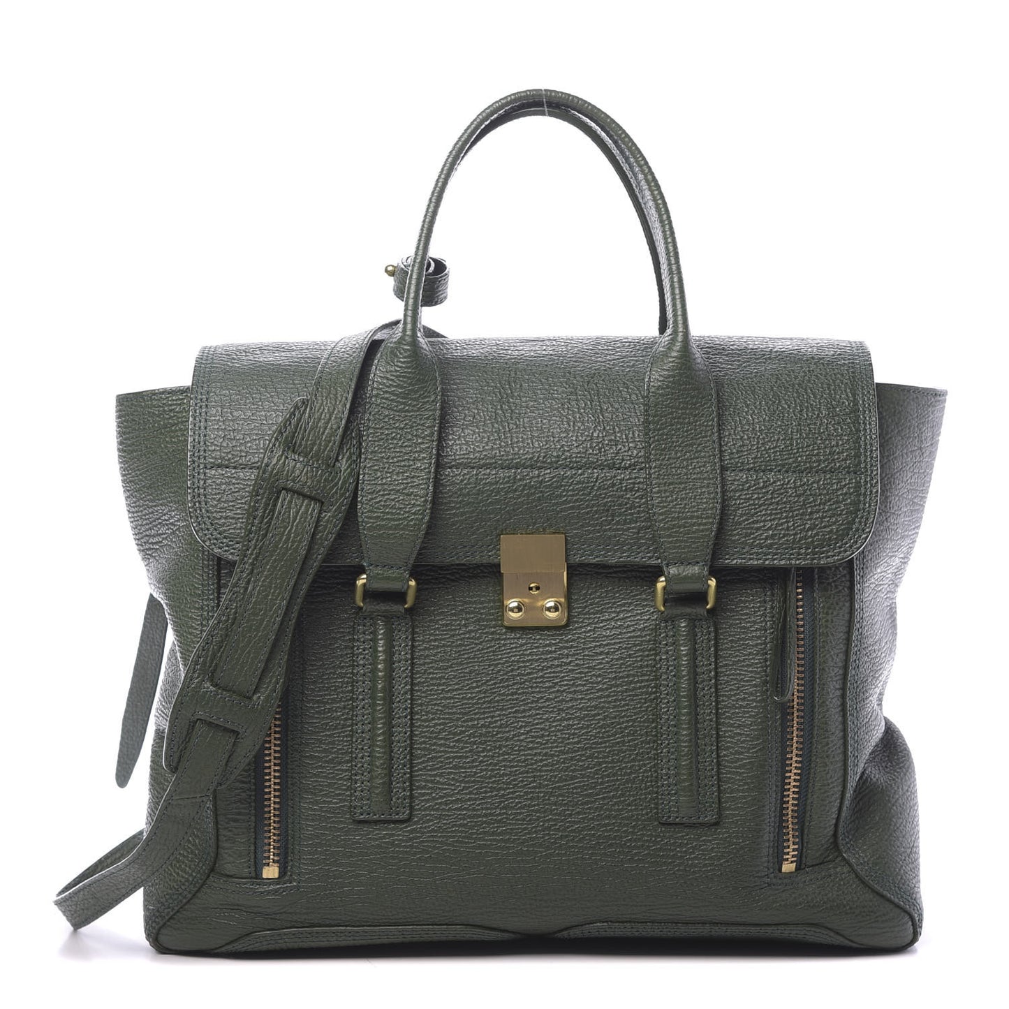 3.1 Textured Calfskin Large Pashli Satchel Jade