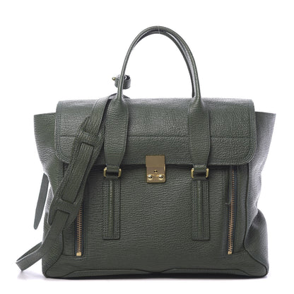 3.1 Phillip Lim 3.1 Textured Calfskin Large Pashli Satchel Jade 1 of 10