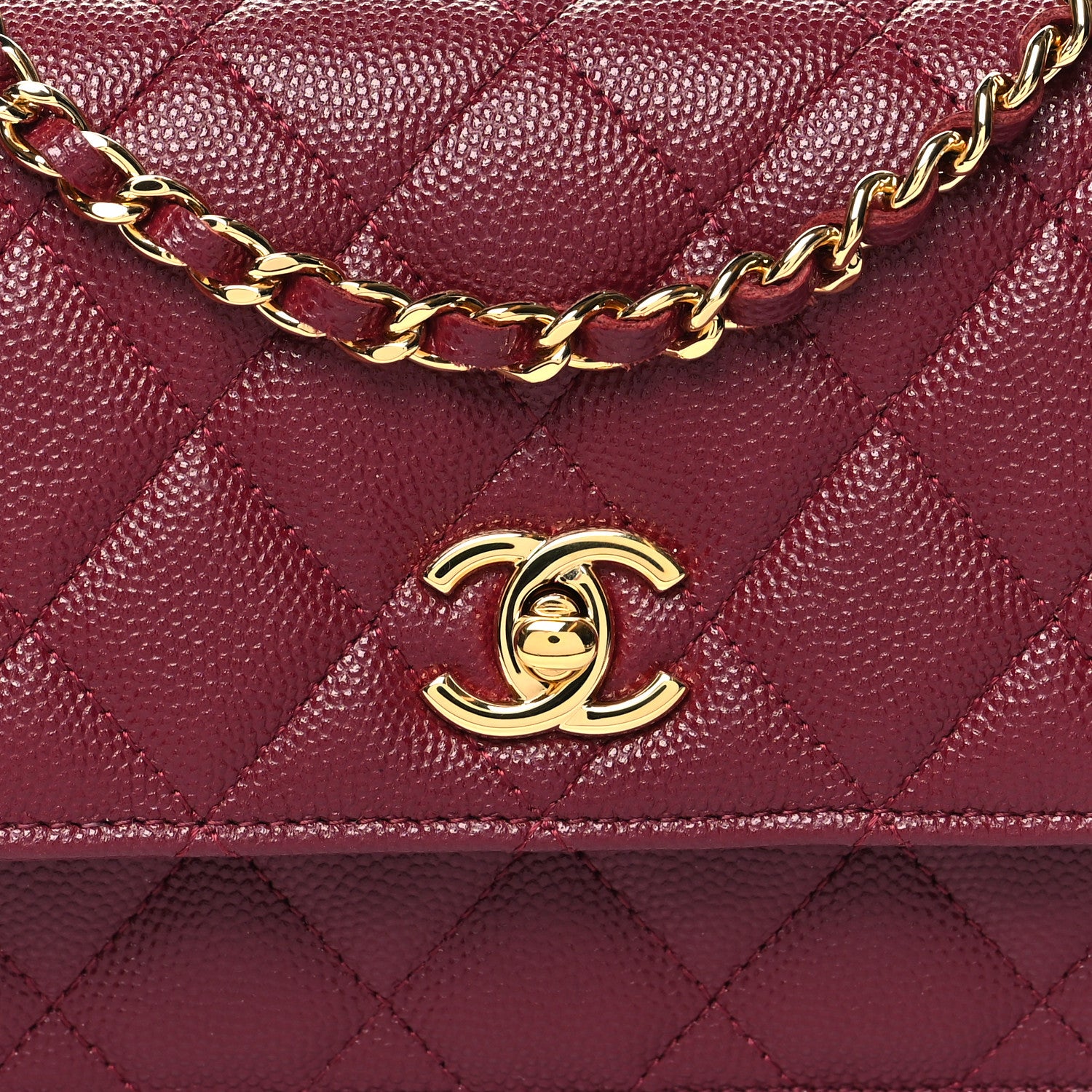 Chanel Caviar Quilted Timeless Charm Mini Flap Burgundy 9 of 12