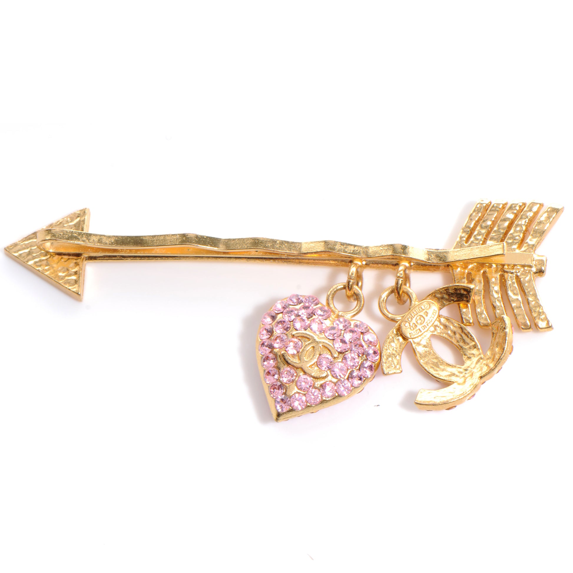 Chanel Crystal CC Heart Hair Pin Clip Barrette Gold 5 of 5