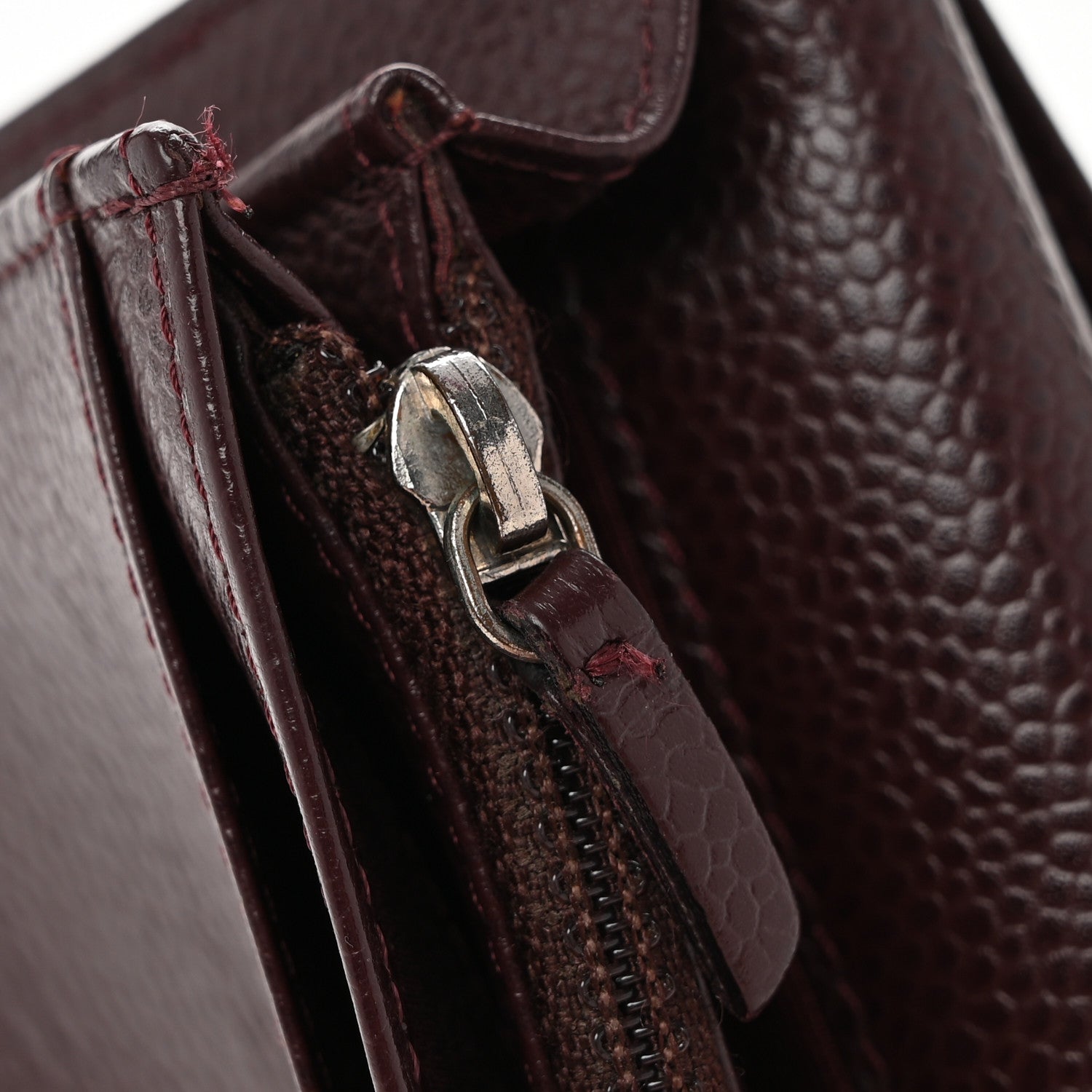 Chanel Caviar Timeless CC Yen Wallet Burgundy 8 of 9