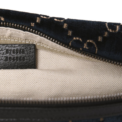 Gucci Velvet GG Monogram Web Belt Bag Blue Beige 9 of 10