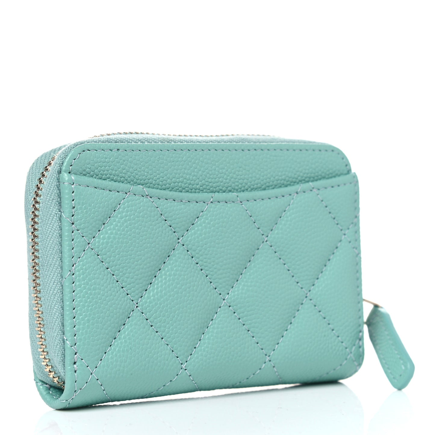 Caviar Quilted Zip Coin Purse Light Blue