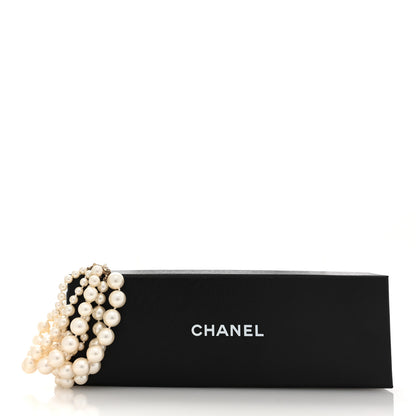 Chanel Graduated Pearl Crystal CC Multi Strand Bracelet Gold 5 of 5