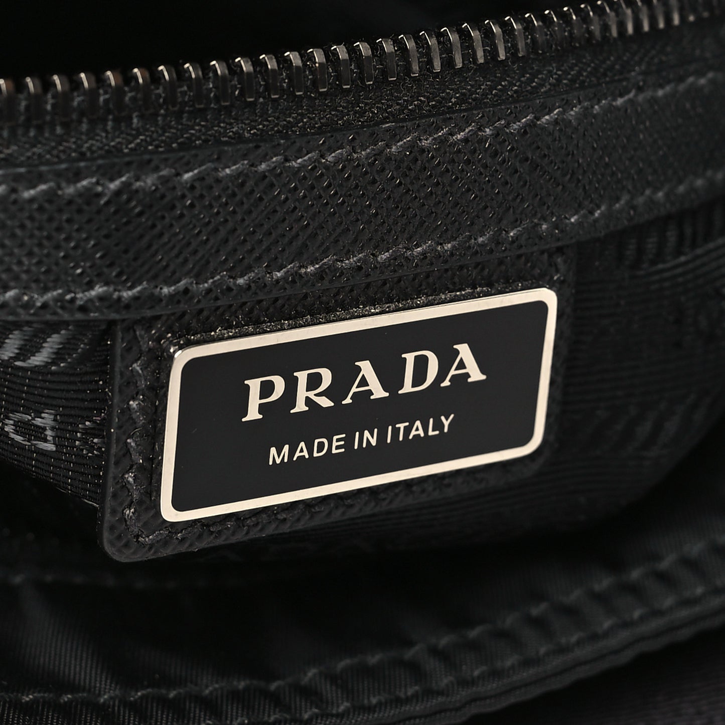 Re-Nylon Saffiano Pocket Flat Messenger Bag Black