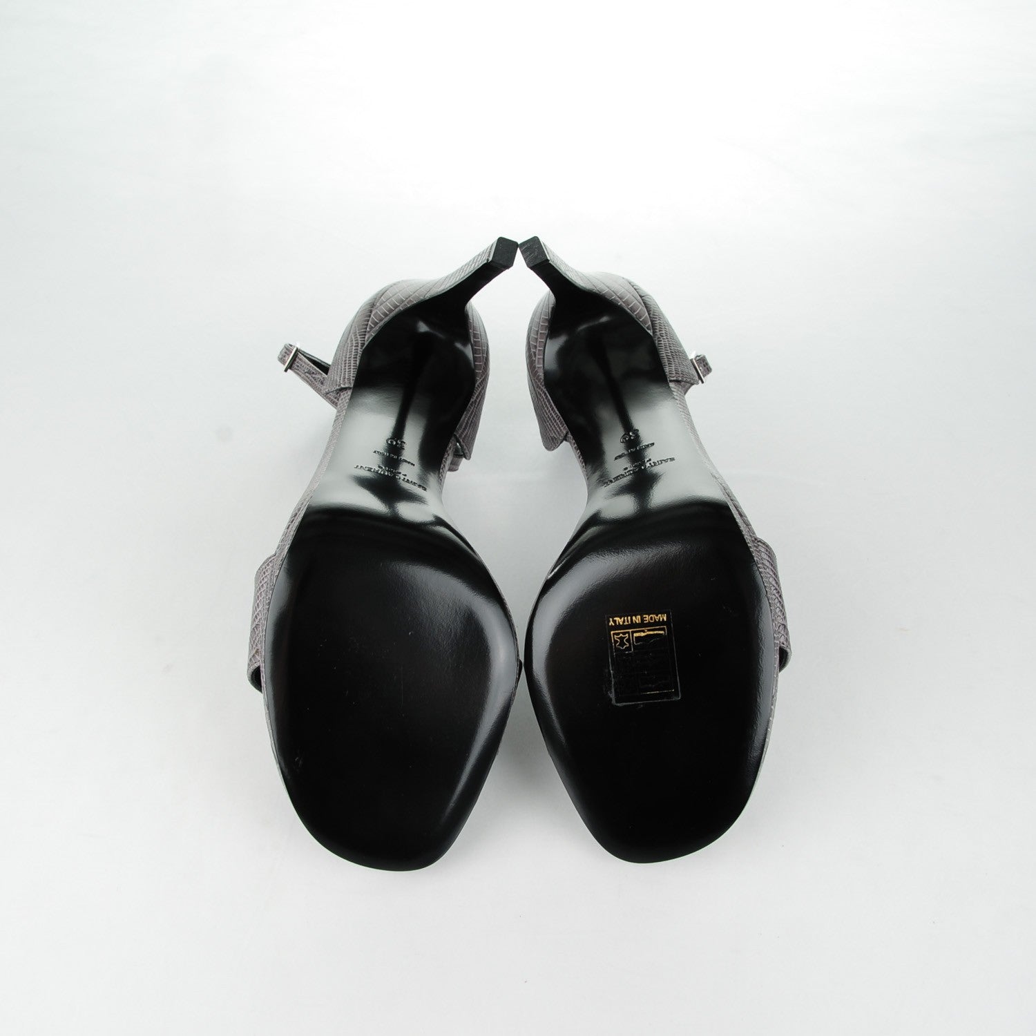 Saint Laurent Lizard Calfskin Embossed Jane 105 Ankle Strap Sandals 39 Earth 5 of 7