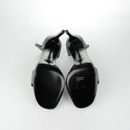 Saint Laurent Lizard Calfskin Embossed Jane 105 Ankle Strap Sandals 39 Earth 5 of 7