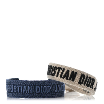 Christian Dior Woven Cotton J'Adior Friendship Bracelet Set Denim Blue Beige 1 of 5