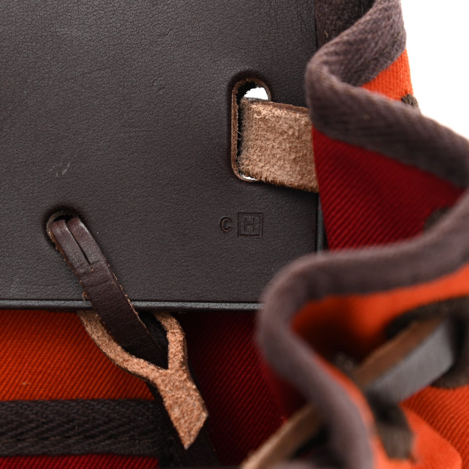 Hermes Toile Vache Calfskin Herbag Cabas PM Orange Red 8 of 19