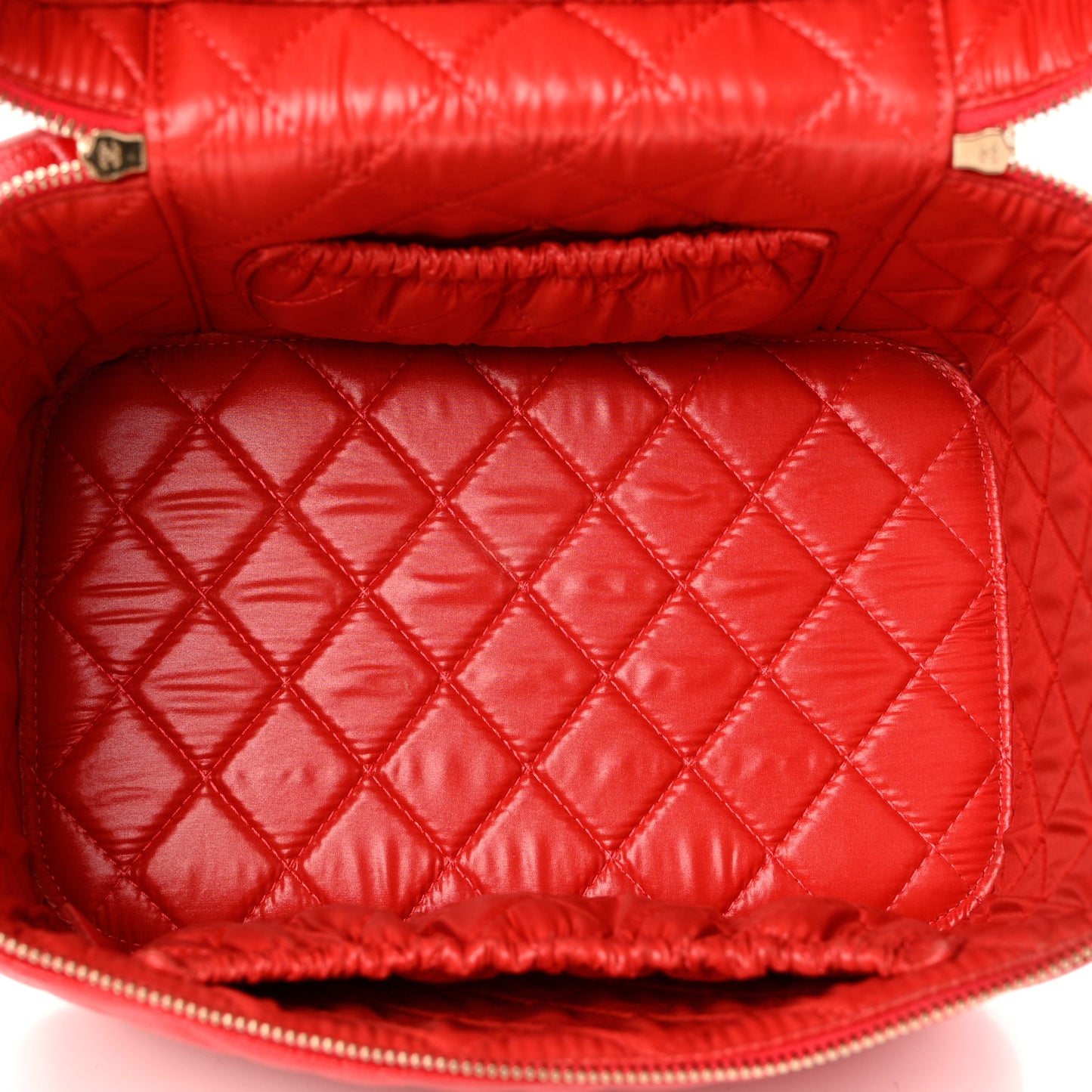 Caviar Quilted Large Vanity Pouch Red