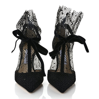 Jimmy Choo Suede Polka Dot Net Fira 100 Pumps 38 Black 2 of 6