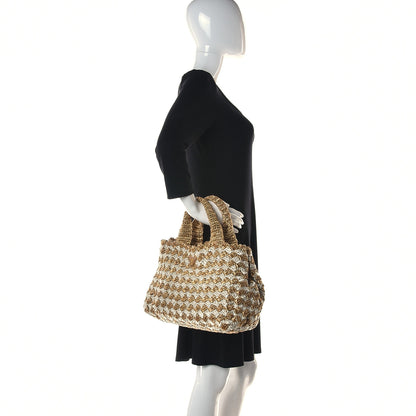 Prada Raffia Crochet Bi-Color Tote Naturale Talco 2 of 12