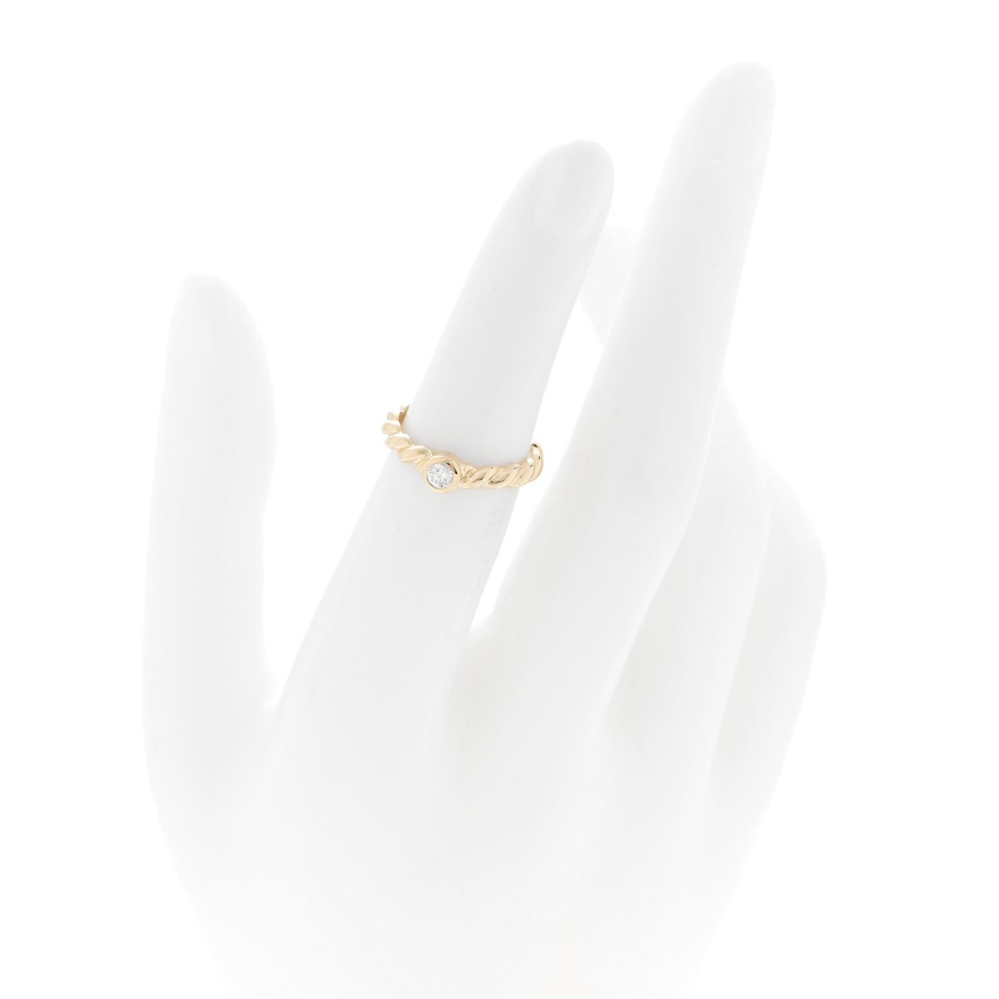 18K Yellow Gold Diamond Twisted Rope Ring 48 4.5