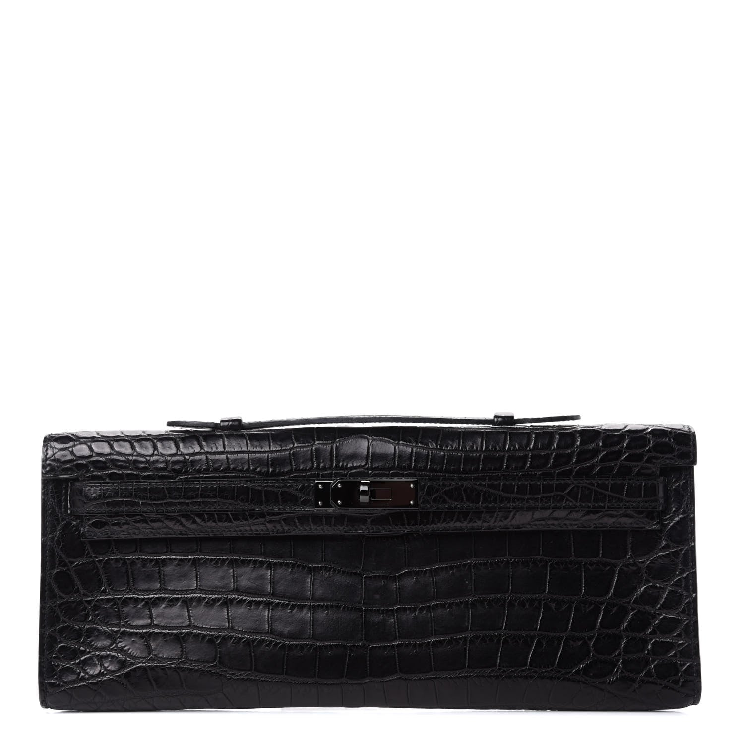 Hermes Matte Niloticus Crocodile Kelly Cut Pochette So Black 1 of 6