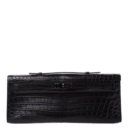 Hermes Matte Niloticus Crocodile Kelly Cut Pochette So Black 1 of 6