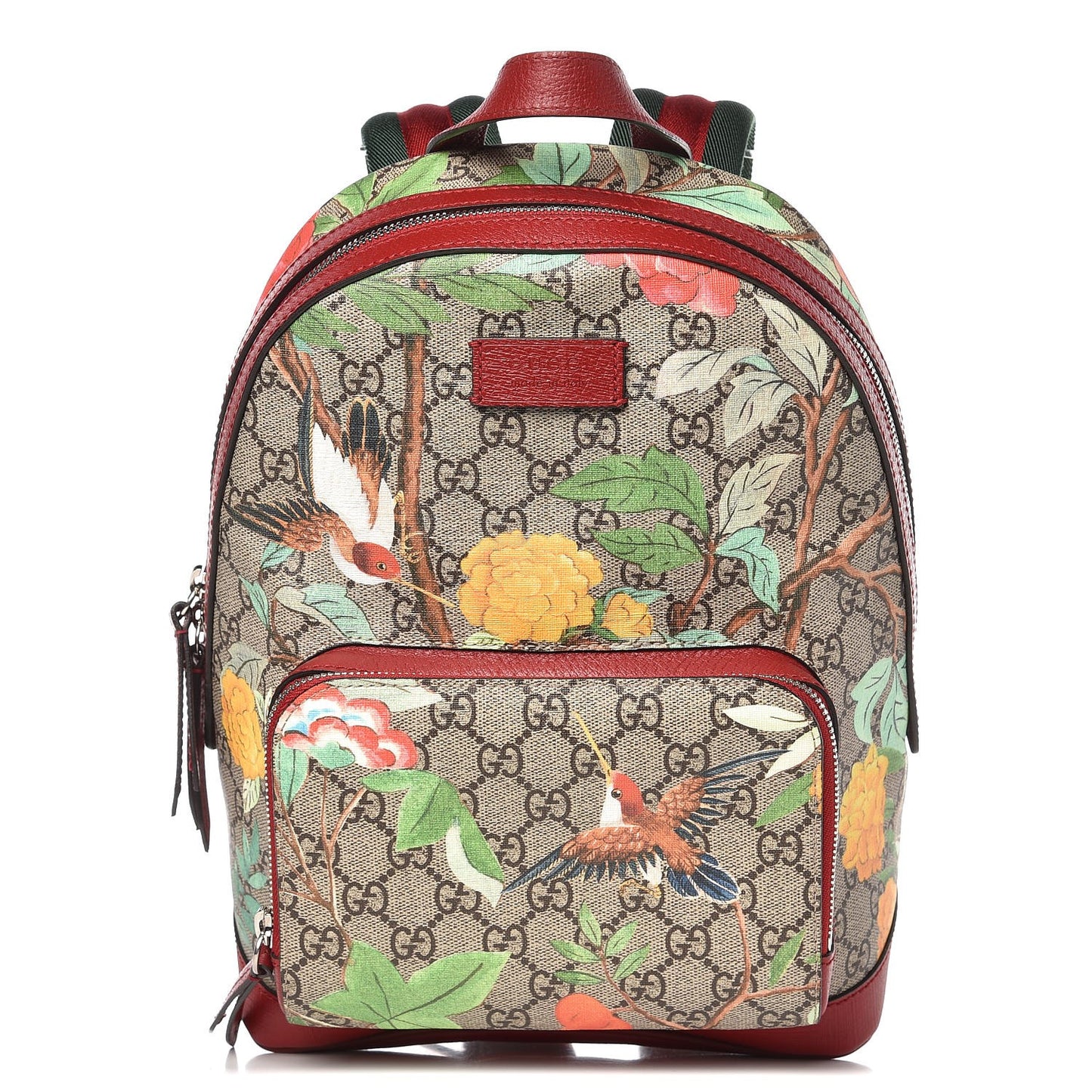 GG Supreme Monogram Tian Web Small Day Backpack Beige Multicolor Red