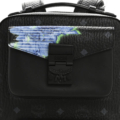 MCM Calfskin Ottomar Tech Flower Backpack Black 8 of 12