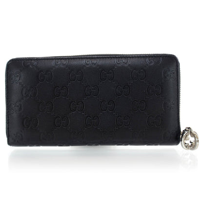 Gucci Guccissima Large Twins Zip Around Wallet Black 1 of 8