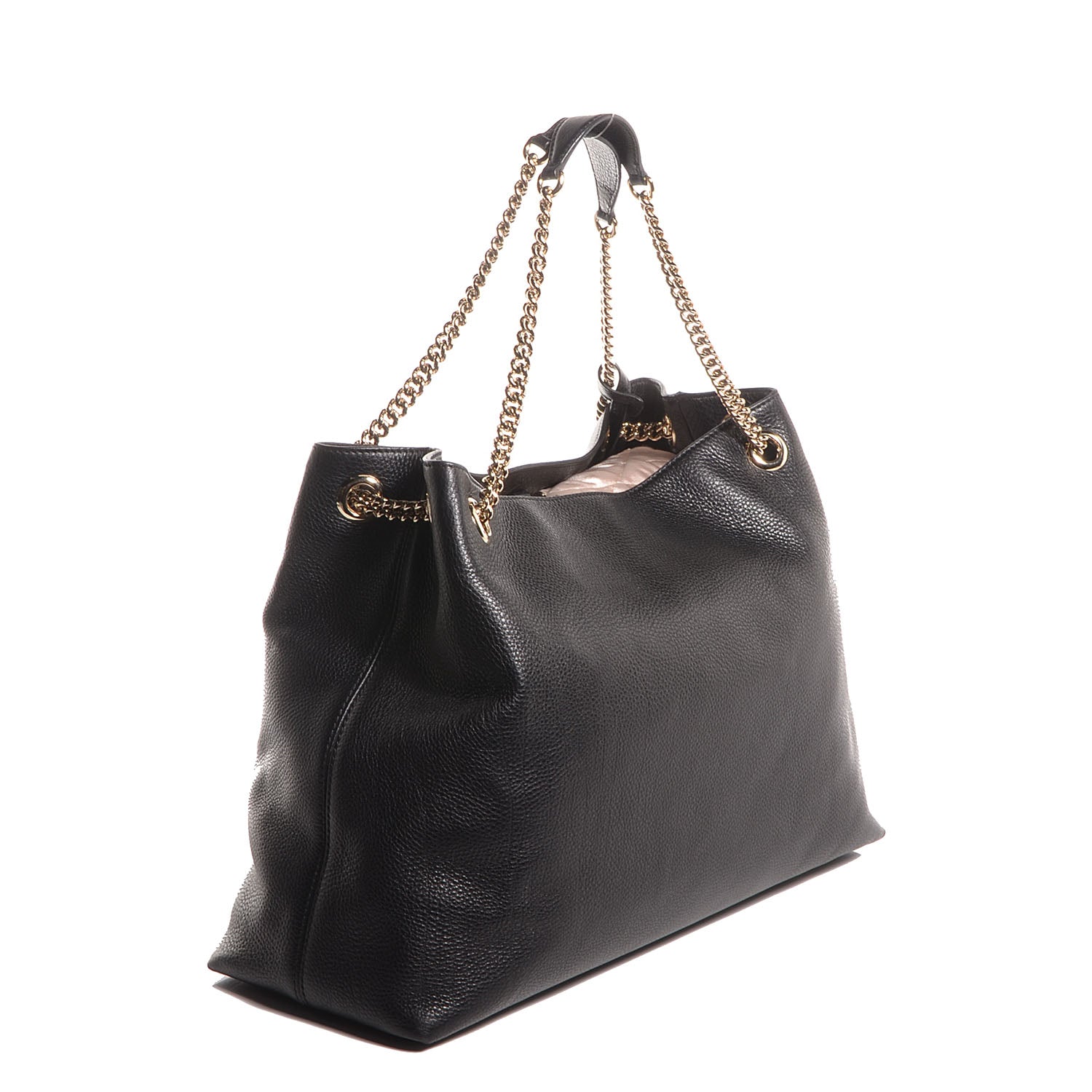 Gucci Pebbled Calfskin Large Soho Chain Shoulder Bag Black 3 of 9